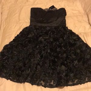 Black 3D rose cocktail dress